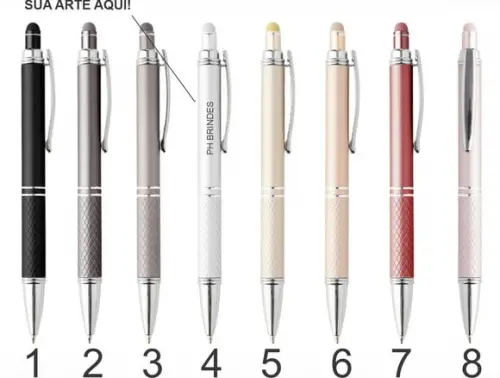 100 Canetas de Metal com Touch Personalizadas 1 Cor Mod.5019