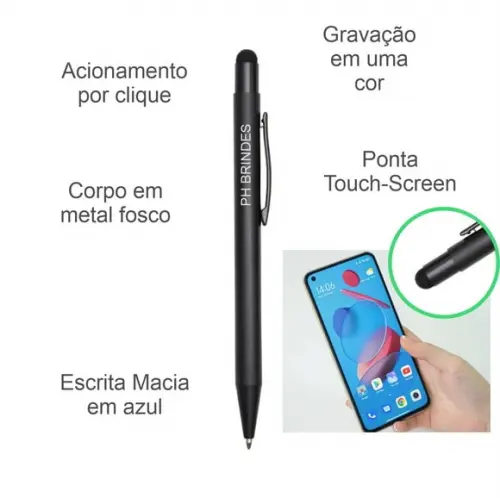 100 Canetas de Metal com Touch Personalizadas Mod Ca949