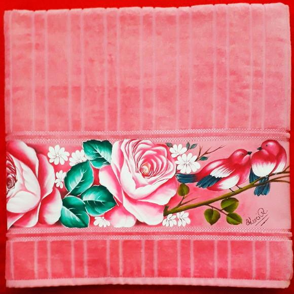 Kit de Toalha de Banho - Rosas e Pássaros