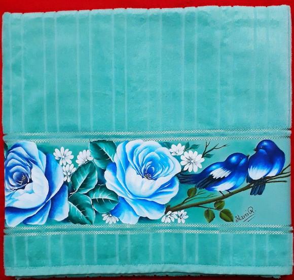 Kit de Toalha de Banho - Rosas e Pássaros