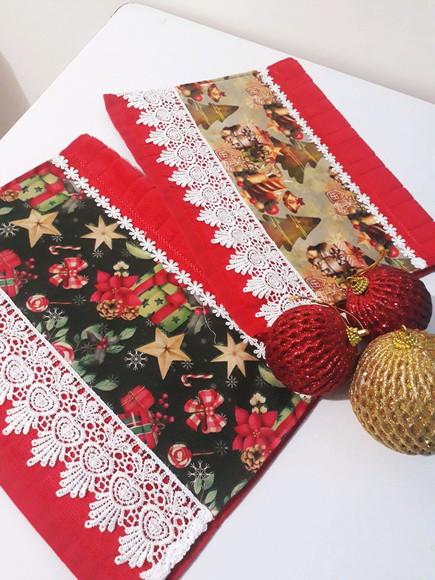 Kit Toalhas de Mão Lavabo Vermelha - Natal