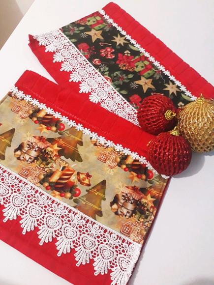 Kit Toalhas de Mão Lavabo Vermelha - Natal