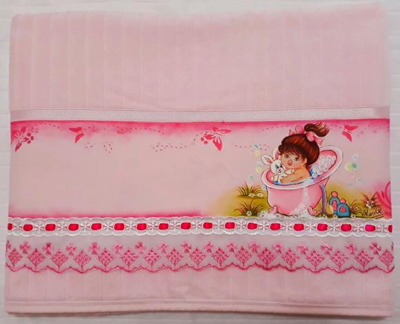 Toalha de Banho Infantil Pintada à Mão - Menina
