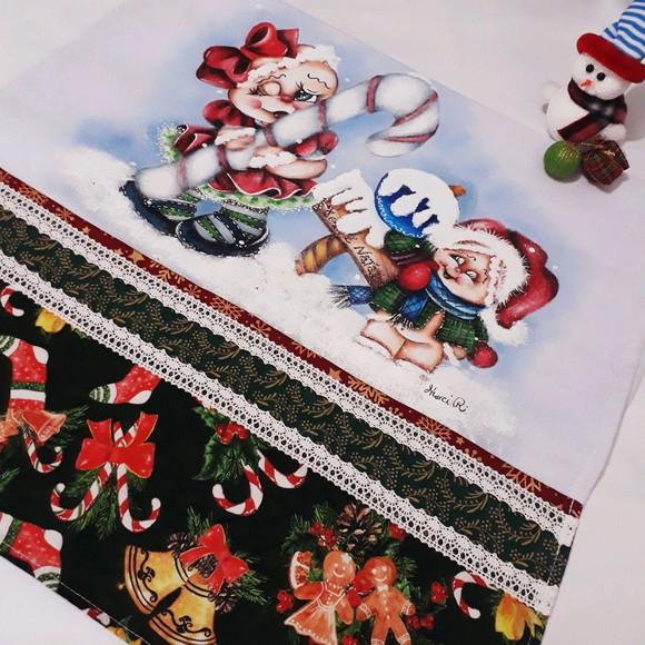 Pano de Copa ou Prato com Pintura à Mão - Biscoitos de Natal