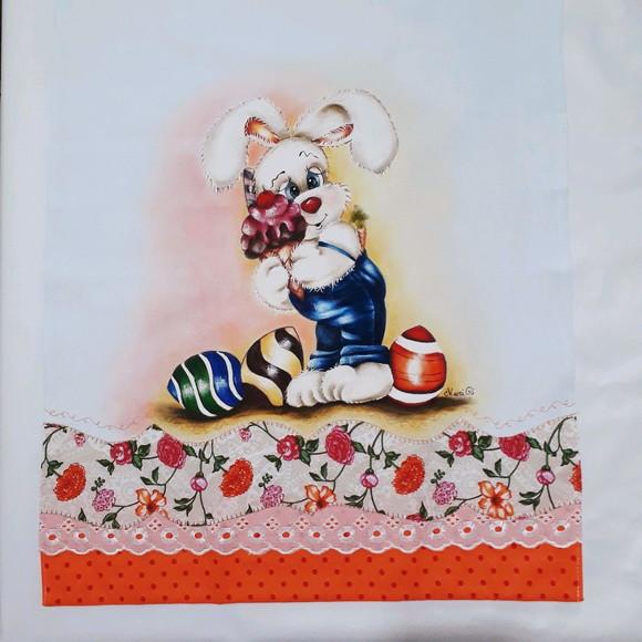Pano de Copa ou Prato Pintado à Mão - Coelhinho