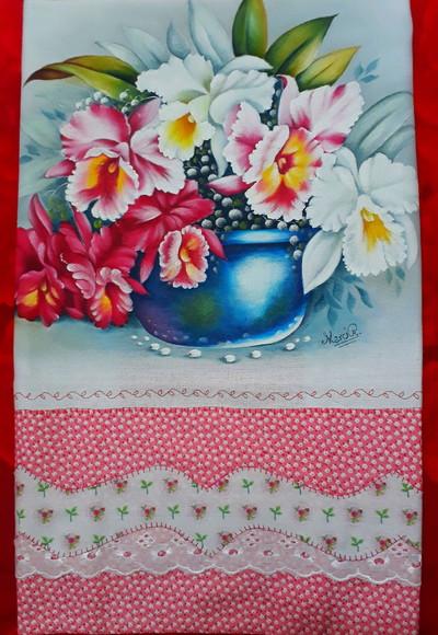 Pano de Copa ou Prato Pintado à Mão - Orquídeas