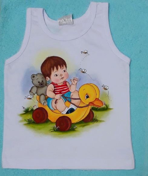 Camiseta infantil pintada à mão - menino