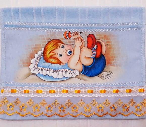 Toalha de mão escolar personalizada pintada à mão - menino