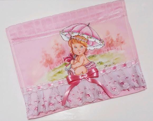 Toalha de Mão Escolar-Menina com Sombrinha