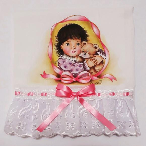 Fralda Passeio-Menina com Ursinho