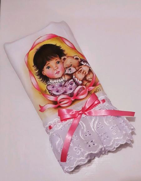 Fralda Passeio-Menina com Ursinho