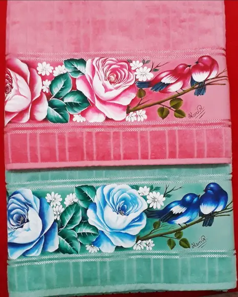 Kit de Toalha de Banho - Rosas e Pássaros