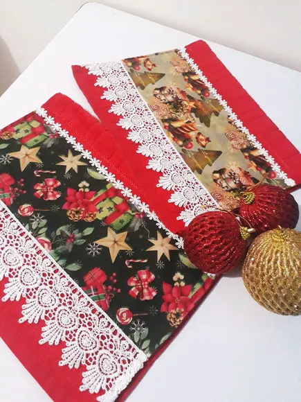 Kit Toalhas de Mão Lavabo Vermelha - Natal