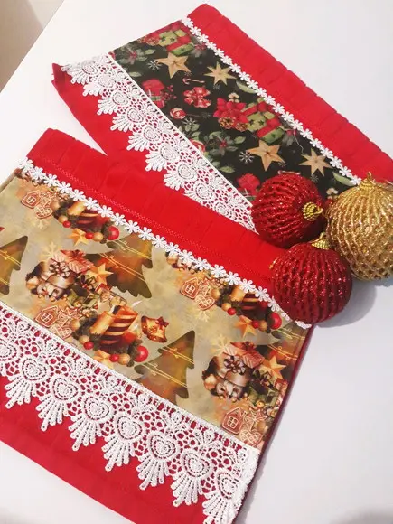 Kit Toalhas de Mão Lavabo Vermelha - Natal