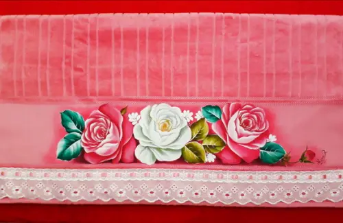 Toalha de Banho Pintada à Mão - Rosas