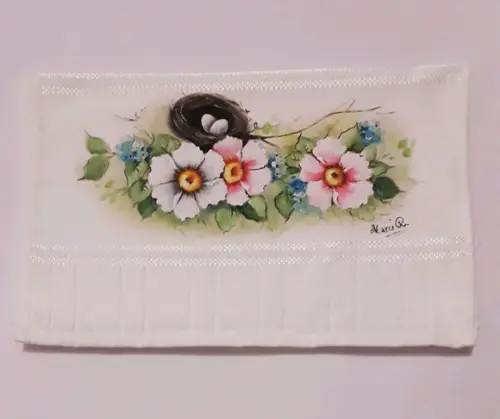 Toalha de Mão Lavabo Pintada à Mão - Flor do Campo