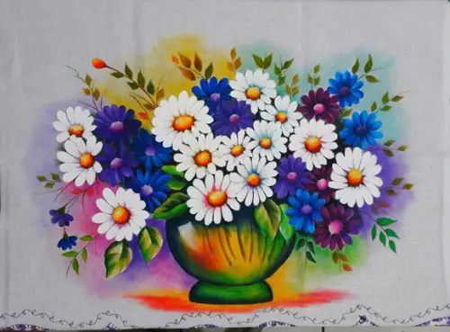 Pano de Copa ou Prato Pintado à Mão - Margaridas