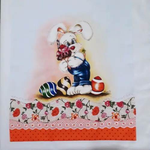 Pano de Copa ou Prato Pintado à Mão - Coelhinho