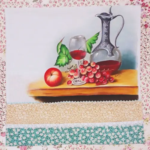 Pano de Copa ou Prato Pintado à Mão - Frutas e Vinhos