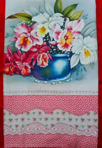 Pano de Copa ou Prato Pintado à Mão - Orquídeas