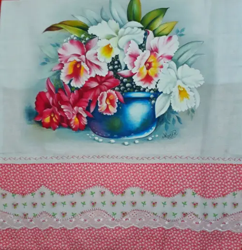 Pano de Copa ou Prato Pintado à Mão - Orquídeas