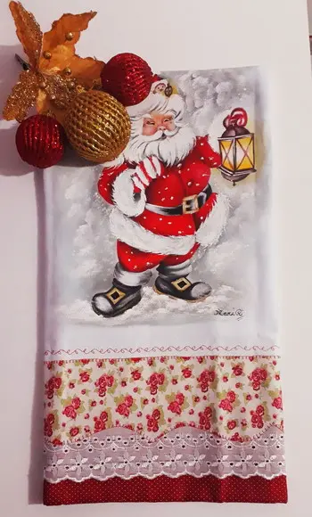 Pano de Copa ou Prato Pintado à Mão - Papai Noel