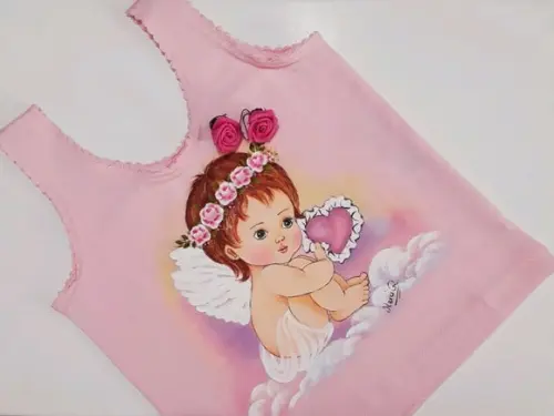Camiseta infantil pintada à mão - anjinho