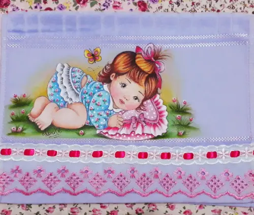 Toalha de mão escolar personalizada pintada à mão - lilas