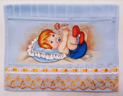 Toalha de mão escolar personalizada pintada à mão - menino