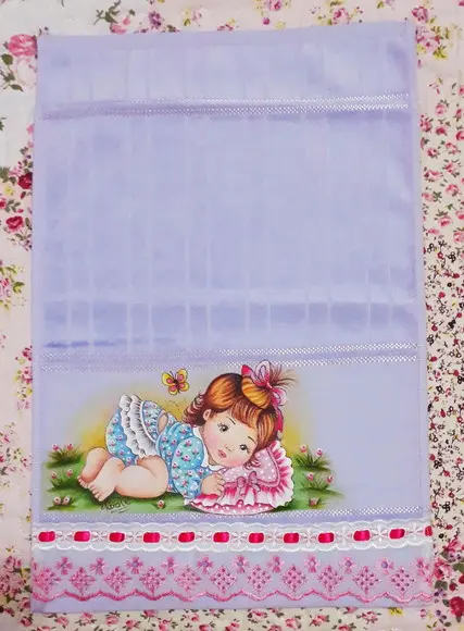 Toalha de mão escolar personalizada pintada à mão - lilas