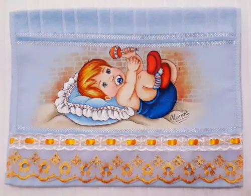 Toalha de mão escolar personalizada pintada à mão - menino