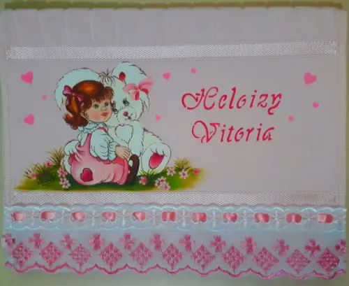 Toalha de mão escolar personalizada pintada à mão - Vitória