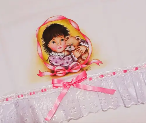 Fralda Passeio-Menina com Ursinho