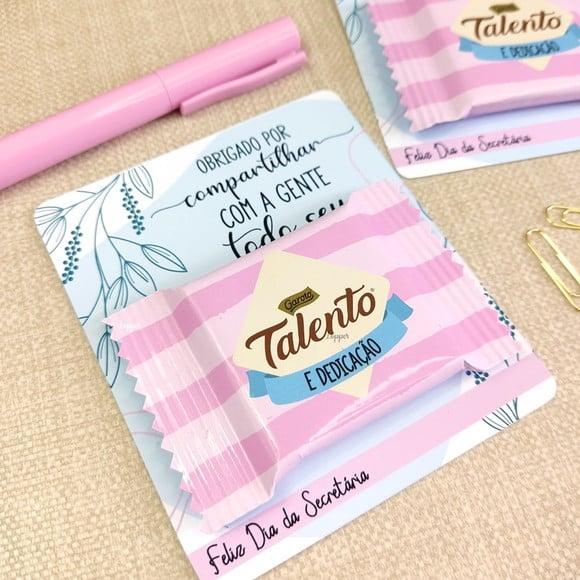 Cartao e Rótulo para Chocolate Mini Talento Dia da Secretaria