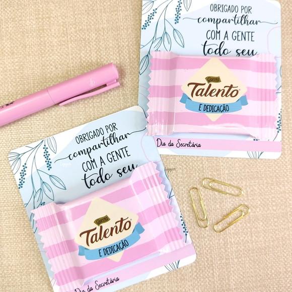 Cartao e Rótulo para Chocolate Mini Talento Dia da Secretaria