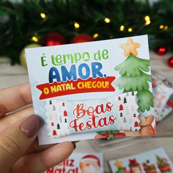 Cartão e Balinha Modelo Aquarela Natal