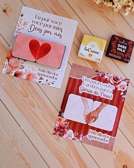 Cartão e Rótulo Adesivo para Chocolate Encontro de Casais