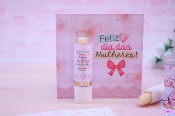 Cartão e Rótulo para Batom ou Hidratante Dia da Mulher