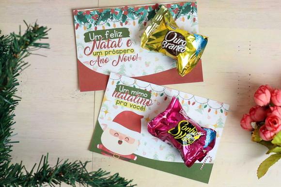 Cartão para Bombom Natal Jesus Papai Noel