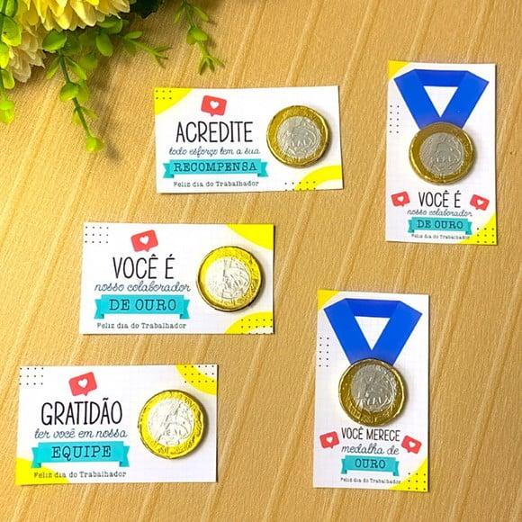Cartão para Moeda de Chocolate Dia do Trabalhador