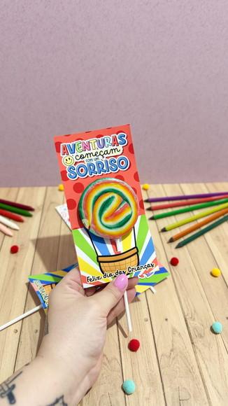 Cartão para Pirulito Psicodélico Dia das Crianças
