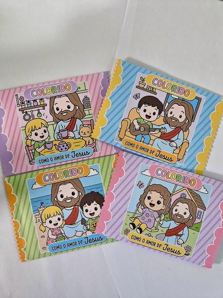 Envelope com Desenhos para Colorir Jesus e Crianças