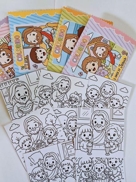 Envelope com Desenhos para Colorir Jesus e Crianças