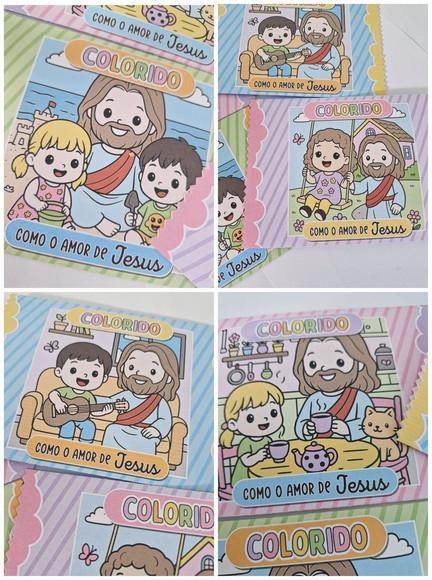 Envelope com Desenhos para Colorir Jesus e Crianças