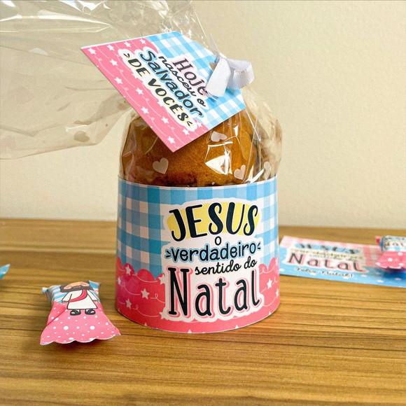 Cinta para mini panetone 80g personalizada Feliz Natal