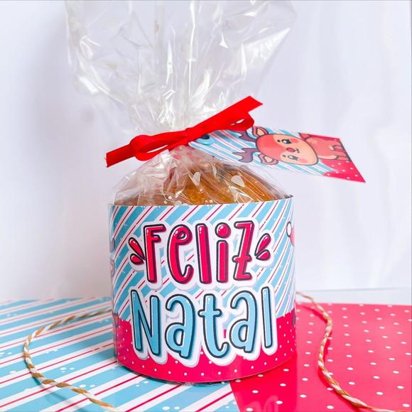 Cinta para mini panetone 80g personalizada Feliz Natal
