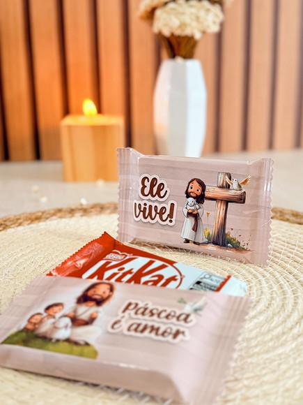 Rotulo Adesivo para Chocolate Kit Kat Pascoa