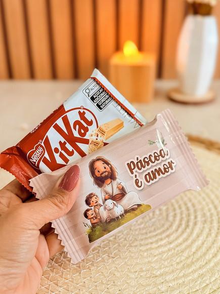 Rotulo Adesivo para Chocolate Kit Kat Pascoa