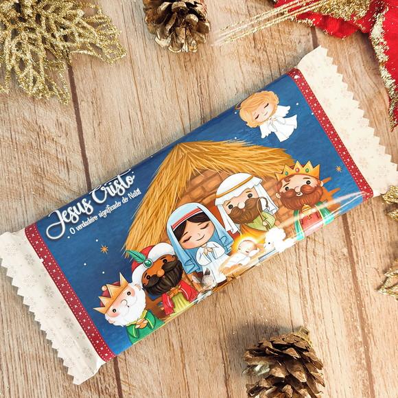 Rotulo Adesivo para Chocolate Natal Menino Jesus
