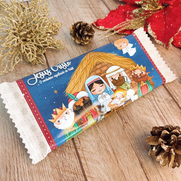 Rotulo Adesivo para Chocolate Natal Menino Jesus